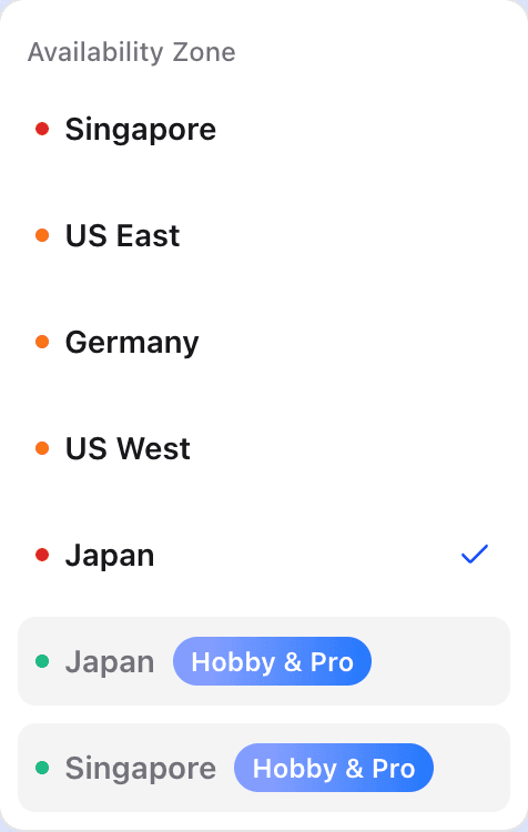 Claw Cloud 区域选择界面
